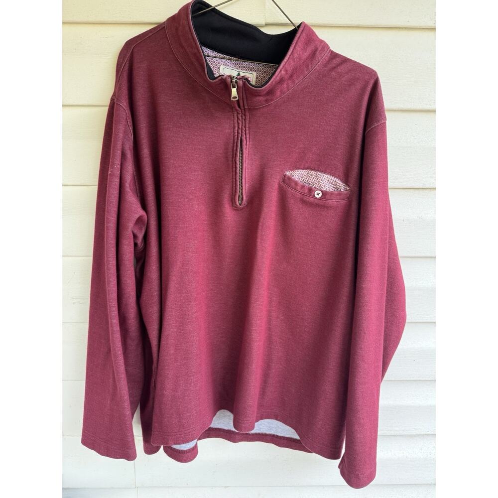 Southern Pines Shirt Sweater Men XL Burgundy Quarter Zip Pullover Long Sleeve